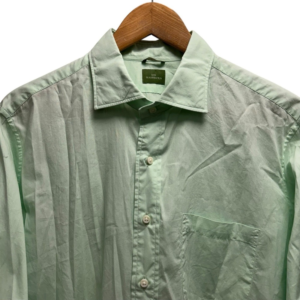 Sid Mashburn Men's Large Slim Fit Mint Green Button Front Cotton L/S Shirt euc